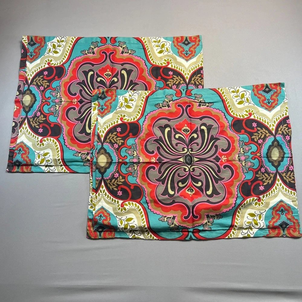 Set Of 2 Max Studio Bold Boho Floral Medallion Super Standard Pillow Shams Multi